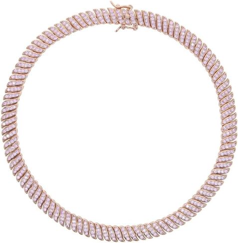 14K Gold Over 925 Silver Opulent 10mm Fully-Set Diamond Moissanite Tennis Necklace,Moissanite tennis chain necklace，A Statement of Luxury and Elegance for Glamorous Events in Saudi Arabia