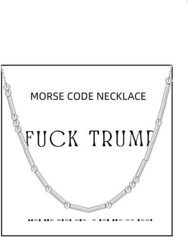 Fck Trump Morse Code Necklace For Women, Funny Hidden Message Stainless Steel Beads Series Adjustable Inspirational Motivational Gifts Jewelry in Saudi Arabia
