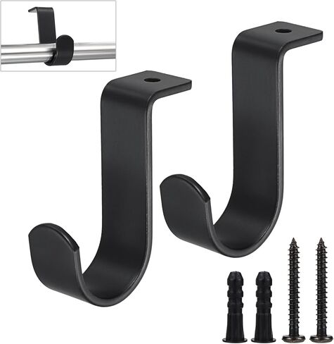 2 Pack Ceiling Curtain Rod Brackets, Sturdy Metal Curtain Rods Holders with Screws for 1 Inch Rod, Curtain Mounting Bracket for Ceiling Mount, Windows Drapes Curtains Hardware for Home Office in Saudi Arabia