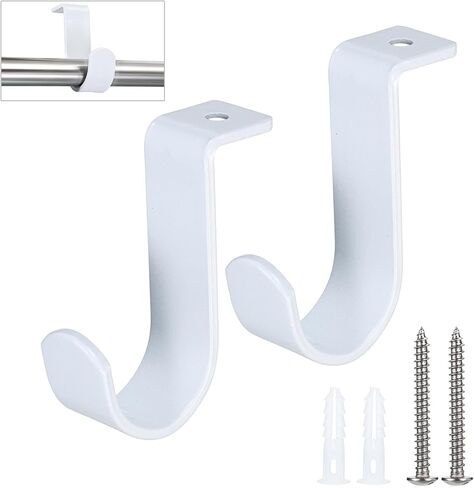 2 Pack Ceiling Curtain Rod Brackets, Sturdy Metal Curtain Rods Holders with Screws for 1 Inch Rod, Curtain Mounting Bracket for Ceiling Mount, Windows Drapes Curtains Hardware for Home Office in Saudi Arabia