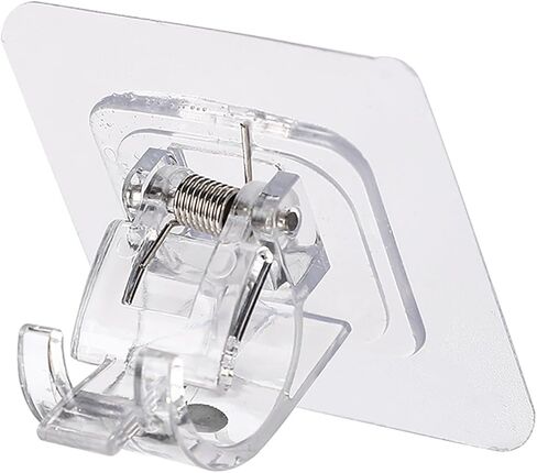 Generic No Drill Adhesive Curtain Rod Hook Transparent Self-Adhesive Wall Mounted Window Rod Holder for Bathroom, Kitchen, Living Room in Saudi Arabia