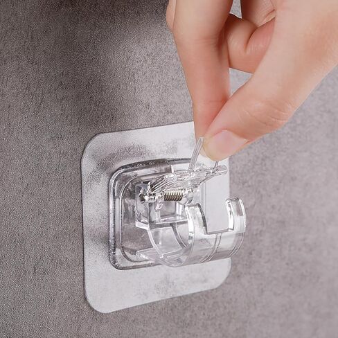 Generic No Drill Adhesive Curtain Rod Hook Transparent Self-Adhesive Wall Mounted Window Rod Holder for Bathroom, Kitchen, Living Room in Saudi Arabia