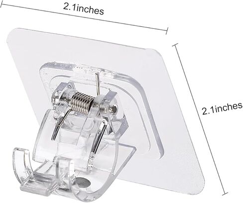 Generic No Drill Adhesive Curtain Rod Hook Transparent Self-Adhesive Wall Mounted Window Rod Holder for Bathroom, Kitchen, Living Room in Saudi Arabia