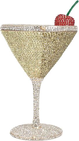 Women Goblet Cherry Crystal Evening Clutch Martini Shaped Rhinestone Purse Funny Diamond Cocktail Cup Bag for wedding in Saudi Arabia