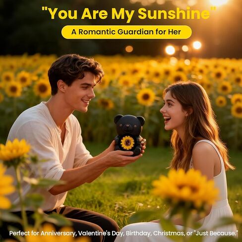 Sunflower Bear with Necklace Built-in Jewelry Box with Heart Necklace Elegant Gift for Girlfriend, Mom, Wife, Daughter, Sunflower Bear Gifts for Anniversaries, Birthday, Valentine's Day, Mother's Day in Kuwait