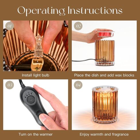 Wax Melt Warmer with Timer: Wax Melter for Scented Candle Electric Glass Candle Burner with 2 Light Bulbs Housewarming New Home Decor for Women in Saudi Arabia