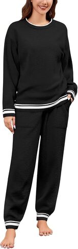 Fleece Pajamas Sets for Women - Warm Winter Cozy Fuzzy Lounge Sets Soft Comfy Long Sleeve 2 Peices Pj Sleepwear in Saudi Arabia