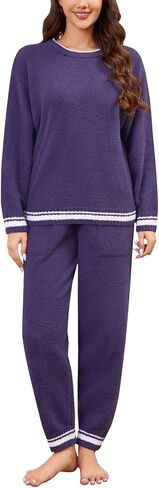 Fleece Pajamas Sets for Women - Warm Winter Cozy Fuzzy Lounge Sets Soft Comfy Long Sleeve 2 Peices Pj Sleepwear in Saudi Arabia