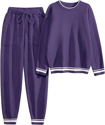 Fleece Pajamas Sets for Women - Warm Winter Cozy Fuzzy Lounge Sets Soft Comfy Long Sleeve 2 Peices Pj Sleepwear in Saudi Arabia