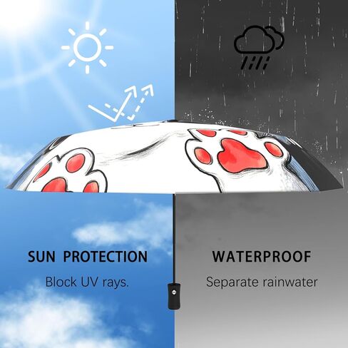 Cat Gifts Automatic Folding Cat Umbrella Travel Compact Portable Inverted Umbrellas for Rain Windproof Umbrellas Open Close Auto Sunshade Parasol Umbrella for Sun UV Protection in Saudi Arabia