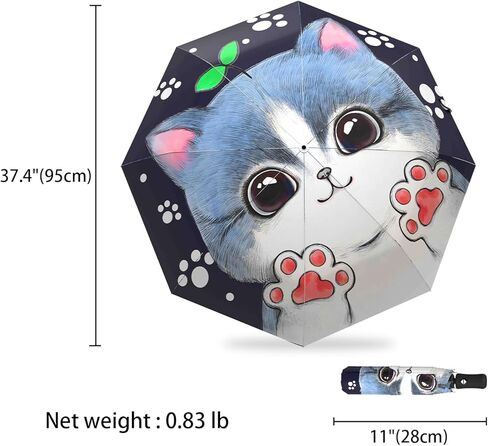 Cat Gifts Automatic Folding Cat Umbrella Travel Compact Portable Inverted Umbrellas for Rain Windproof Umbrellas Open Close Auto Sunshade Parasol Umbrella for Sun UV Protection in Saudi Arabia