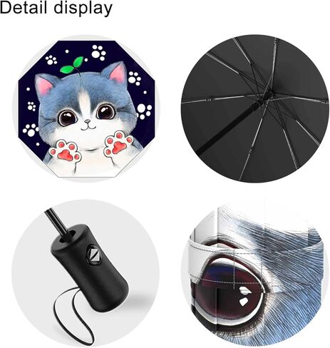 Cat Gifts Automatic Folding Cat Umbrella Travel Compact Portable Inverted Umbrellas for Rain Windproof Umbrellas Open Close Auto Sunshade Parasol Umbrella for Sun UV Protection in Saudi Arabia