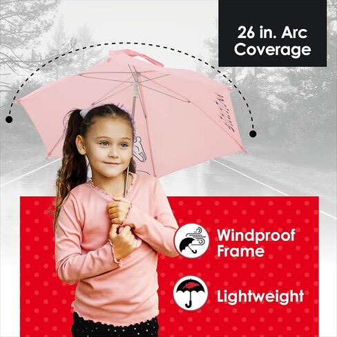 Disney Minnie Mouse Children's Rain Umbrella with Bow Tie Wrap, Manual Folding, Windproof, Lightweight, and Packable for Travel, 26.5 Inch Arc, Pink in Saudi Arabia