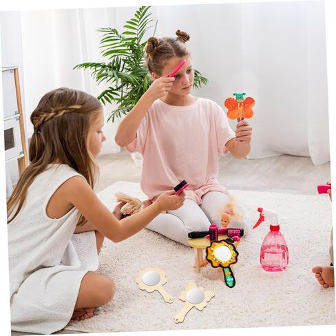 TEHAUX Wooden Mirror Crafts Boys and Girls Room Decor Small Mirrors for Crafts Stickers Watercolor Pens in Saudi Arabia