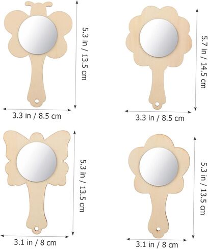TEHAUX Wooden Mirror Crafts Boys and Girls Room Decor Small Mirrors for Crafts Stickers Watercolor Pens in Saudi Arabia