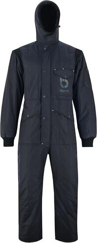 Chill Bloc Insulated Men's Coveralls with Fleece Hood Extreme Weather Suit (5X-Large) Black in Saudi Arabia