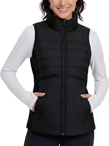 Women's Lightweight Puffer Vest Zip up Running Vests Slim Fit Stand Collar Quilted Sleeveless Warm Jacket Winter in Saudi Arabia
