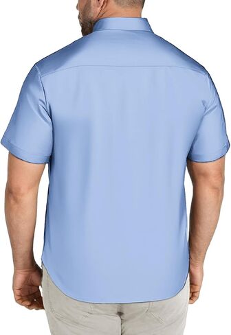 القمصان الكبيرة والطويلة القامة القامة للرجال زر قصير الأكمام أسفل القمصان غير الرسمية in Kuwait