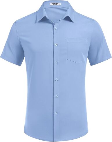 القمصان الكبيرة والطويلة القامة القامة للرجال زر قصير الأكمام أسفل القمصان غير الرسمية in Kuwait