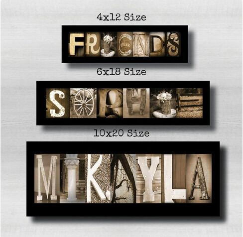 Personalized Name Pictures, Alphabet Letter Art, Rustic Architecture Sign, Realtor Closing Gifts, Blended Wedding, in Saudi Arabia