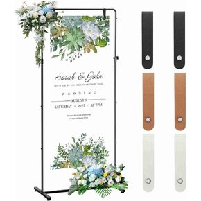 Wedding Welcome Sign stand, Welcome to Our Wedding Sign Holder with Leather Sign Hanging Staps, Adjustable Metal Banner Poster Easel Stand for Entrance Sign Display in Saudi Arabia