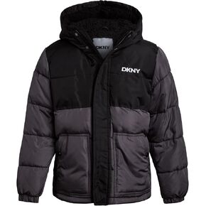 DKNY Boys' Winter Jacket - Heavyweight Sherpa Lined Bubble Puffer Coat with Convenient Pockets - Jacket for Boys (Size: 4-20) in Kuwait