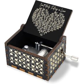 صندوق الموسيقى الخشبي المنقوش بكرنك اليد | صندوق موسيقي على الطراز العتيق مع لحن رومانسي، هدية مثالية لعيد الحب والذكرى السنوية وأعياد الميلاد للزوجة أو الزوج أو الشريك. in Kuwait