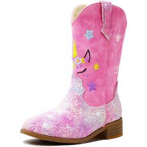 Girls Boots Birthday Party Unicorn Dress Shoes Mid Calf Western Riding Cowgirl Boots in Saudi Arabia