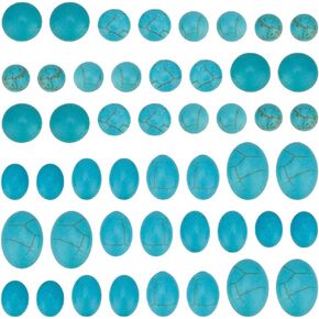 PH PandaHall 200PCS Synthetic Turquoise Cabochons 8 Styles Texture Gemstone Tiles Dome Oval Half Round Turquoise Beads Sky Blue Cabochon Flatback Stones for Earring Bracelet Cameo Ring Blank Supplies in Saudi Arabia