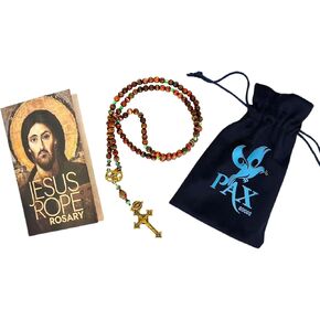 Jesus Rope Rosary - Orthodox Komboskini Chotki with 100 Agate Beads - 16.5 inch Christian Prayer Beads - Alloy Metal Religious Meditation Aid - Spiritual Gift - Orthodox Prayer Tool in Saudi Arabia