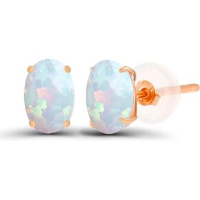 Solid 925 Sterling Silver Gold Plated 6x4mm Oval Genuine Birthstone Stud Earrings For Women | Natural or Created Hypoallergenic Gemstone Stud Earrings in Kuwait