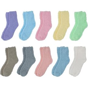 10 Pcs Fuzzy Socks for Women,Colorful Cozy Winter Sleep Warm Thick Plush Slipper Sleep Soft Sock for Holiday Gift in Saudi Arabia