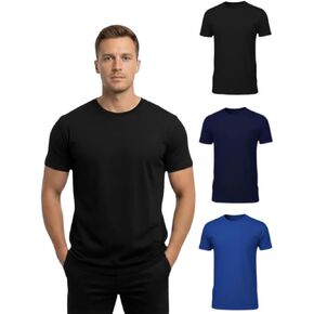 Men’s T-Shirt 100% Cotton Premium Crew Neck, Short Sleeve, Regular Fit, Solid Casual Tee in Saudi Arabia