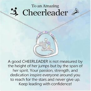 Cheerleader Gifts for Girls, Colorful CZ Heart Pendant Cheer Necklace Jewelry, Christmas Birthday Graduation Gifts for Daughter Granddaughter Niece Friend Cheerleading Coach Team in Saudi Arabia