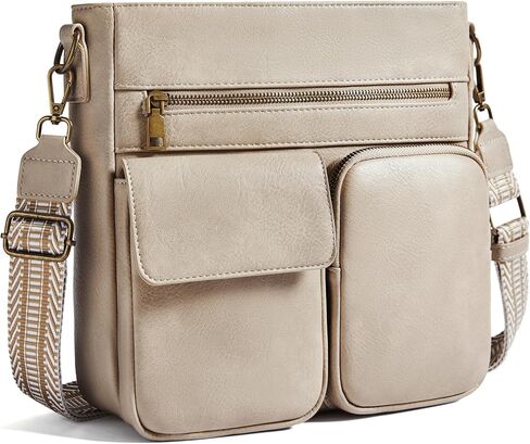 Yarnic Crossbody Bags for Women, Multi Pocket Crossbody Purse Vegan Leather Shoulder Handbags with Guitar Strap in Saudi Arabia