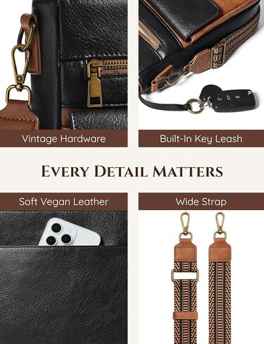 Yarnic Crossbody Bags for Women, Multi Pocket Crossbody Purse Vegan Leather Shoulder Handbags with Guitar Strap in Saudi Arabia