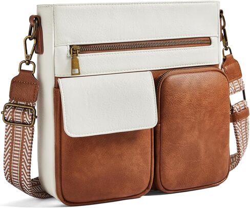 Yarnic Crossbody Bags for Women, Multi Pocket Crossbody Purse Vegan Leather Shoulder Handbags with Guitar Strap in Saudi Arabia