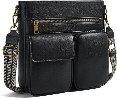 Yarnic Crossbody Bags for Women, Multi Pocket Crossbody Purse Vegan Leather Shoulder Handbags with Guitar Strap in Saudi Arabia
