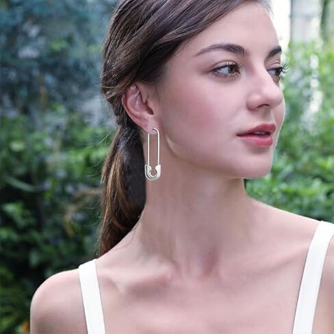 Safety Pin Earrings for Women Paper Clip Earrings Punk Safety Pin Earrings Hoop Pin Cartilage Earrings Jewelry in Saudi Arabia