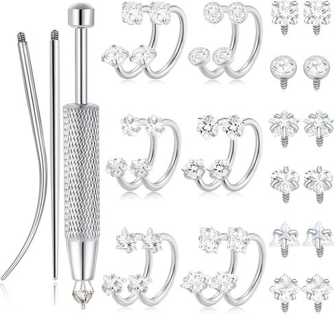 حدوة الحصان حلقات الأنف حلقات الأنف للنساء نصف هوب القرط تشيكوسلوفاكيا حدوة الحصان Daith Tragus Helix حلق الحاجز Labret الشفاه ثقب المجوهرات 18G 8mm الذهب والفضة مطلي in Saudi Arabia