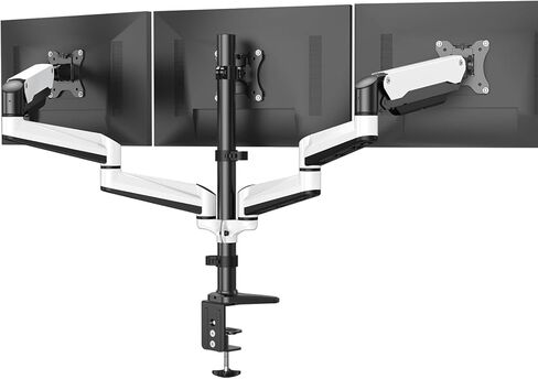 HUANUO Triple Monitor Mount for 17 to 32 inch Screens, Adjustment Gaming Triple Monitor Stand with Swivel, Tilt, Rotation, Clamp & Grommet Kit in Saudi Arabia