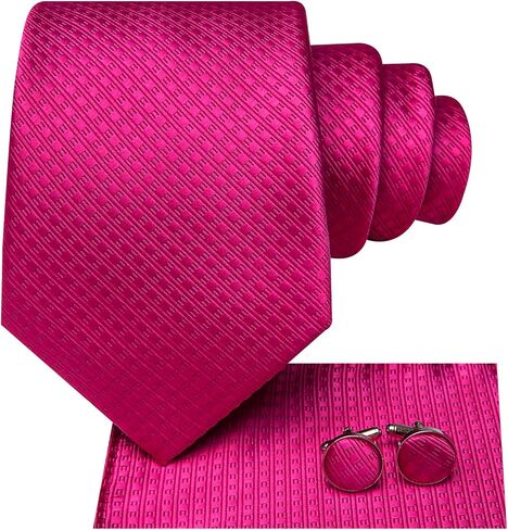 Silk Ties for Men Plaid Jacquard Necktie Pocket Square Cufflinks Set Formal Business Wedding Party Tie in Saudi Arabia