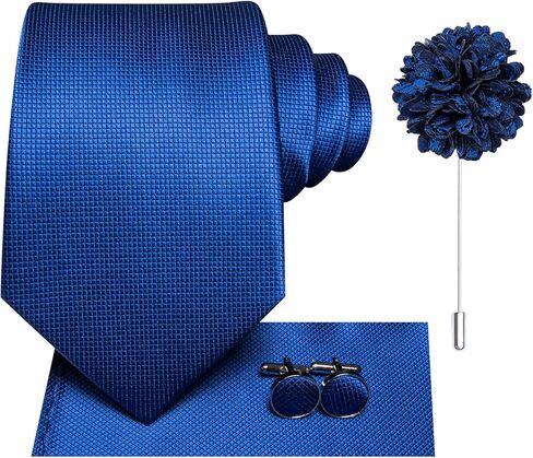 Silk Ties for Men Plaid Jacquard Necktie Pocket Square Cufflinks Set Formal Business Wedding Party Tie in Saudi Arabia