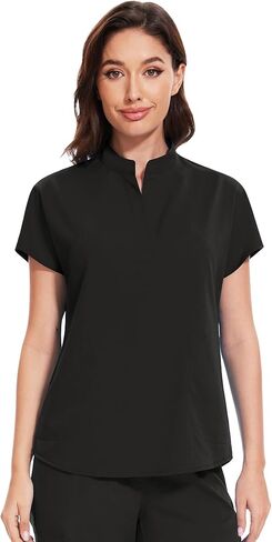 Niaahinn Scrub Top for Women-Mandarin Collar ، اثنين من الجيوب ، مكافحة الشريان ، فرك نسائي 4 اتجاهات in Kuwait