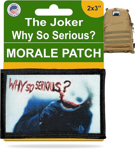 Why So Serious Joker Morale Patch | Tactical Morale Patches by Redheaded Productions | Super Hero Patches for Your Plate Carrier, Backpack, hat and Tactical Gear | 2x3 Edgy Hook and Loop Patches in Saudi Arabia