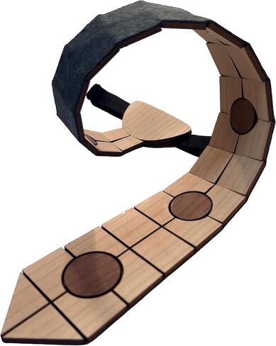 Splinter'd Moon Handcrafted Wood Tie – Made in USA – Reclaimed Wood, Wool-Backed Flexible Design, Adjustable Satin Strap, Lightweight 2 oz Wooden Necktie for Men, Unique Grain Pattern in Saudi Arabia