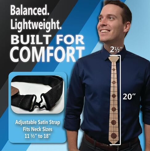 Splinter'd Moon Handcrafted Wood Tie – Made in USA – Reclaimed Wood, Wool-Backed Flexible Design, Adjustable Satin Strap, Lightweight 2 oz Wooden Necktie for Men, Unique Grain Pattern in Saudi Arabia