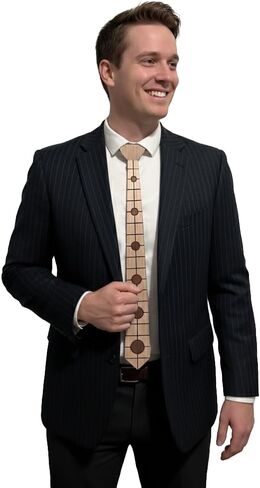 Splinter'd Moon Handcrafted Wood Tie – Made in USA – Reclaimed Wood, Wool-Backed Flexible Design, Adjustable Satin Strap, Lightweight 2 oz Wooden Necktie for Men, Unique Grain Pattern in Saudi Arabia