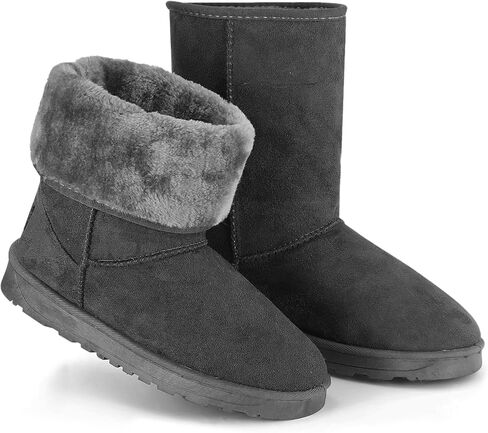 Winter Boots for Women, Faux Suede Women's Snow Boots Water Resistant Mid Calf Ankle Boots, Fur Warm Lining Winter Shoes in Saudi Arabia