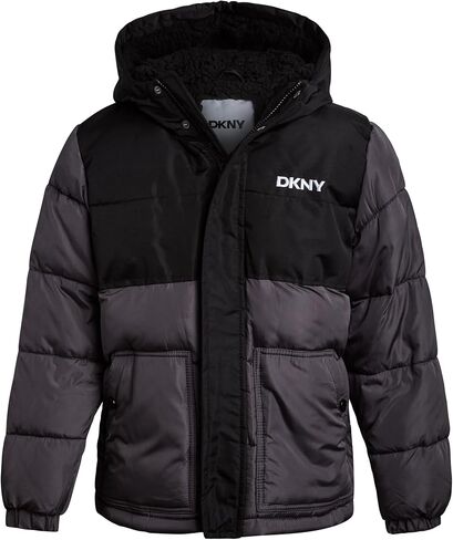 DKNY BOYS WINTER SCANDS - SHERPA ثقيل شيربا معطف الفقاعة المنتفخ مع جيوب مريحة - سترة للأولاد (الحجم: 4-20) in Saudi Arabia